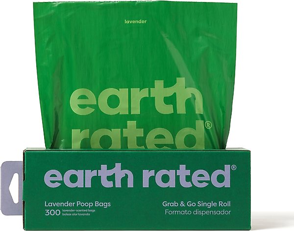 Show full view: Earth Rated Dog Poop Bags, Thick Grab & Go Single Roll, Lavender Scented, 300 Bags slide 1 of 9
