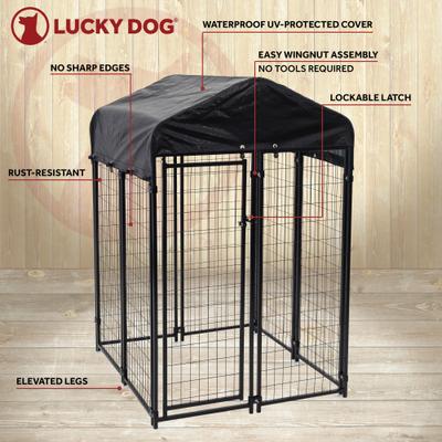 Show full view: Lucky Dog Uptown Welded Wire Dog Kennel, Cover & Frame, 6 x 4 x 4 ft slide 2 of 10
