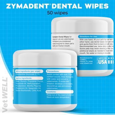 Show full view: VetWELL Zymadent Dog & Cat Dental Wipes, 50 count slide 7 of 9