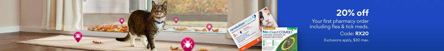 20% off your first pharmacy order, including flea & tick meds