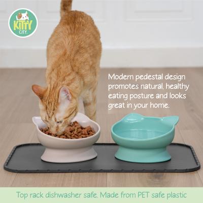 Show full view: Kitty City Cat Ear Elevated Cat Bowls, Pink & Teal Blue, 10-oz, 2 count slide 5 of 10