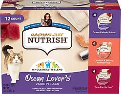 Rachael Ray Nutrish Ocean Lovers Variety Pack Grain-Free Wet Cat Food, 2.8-oz, case of 12