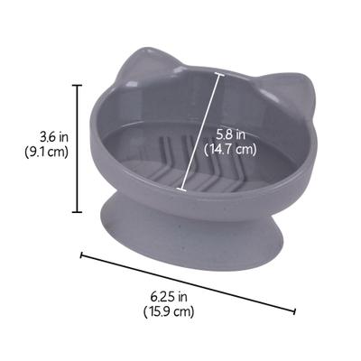 Show full view: Kitty City Cat Ear Slow-Feed Elevated Cat Bowls, White & Grey, 10-oz, 2 count slide 5 of 11