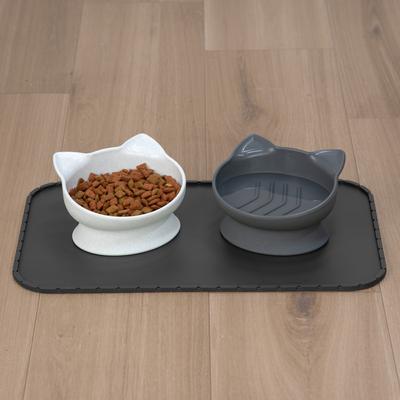 Show full view: Kitty City Cat Ear Slow-Feed Elevated Cat Bowls, White & Grey, 10-oz, 2 count slide 4 of 11