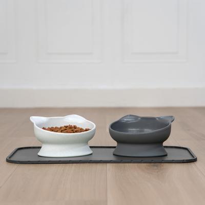 Show full view: Kitty City Cat Ear Slow-Feed Elevated Cat Bowls, White & Grey, 10-oz, 2 count slide 3 of 11