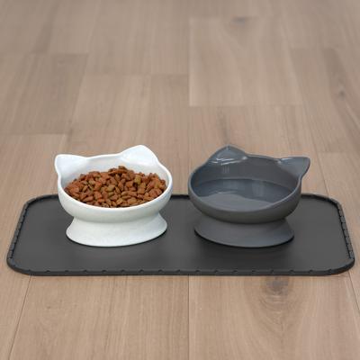 Show full view: Kitty City Cat Ear Elevated Cat Bowls, White & Grey, 1.25-cup, 2 count slide 4 of 10