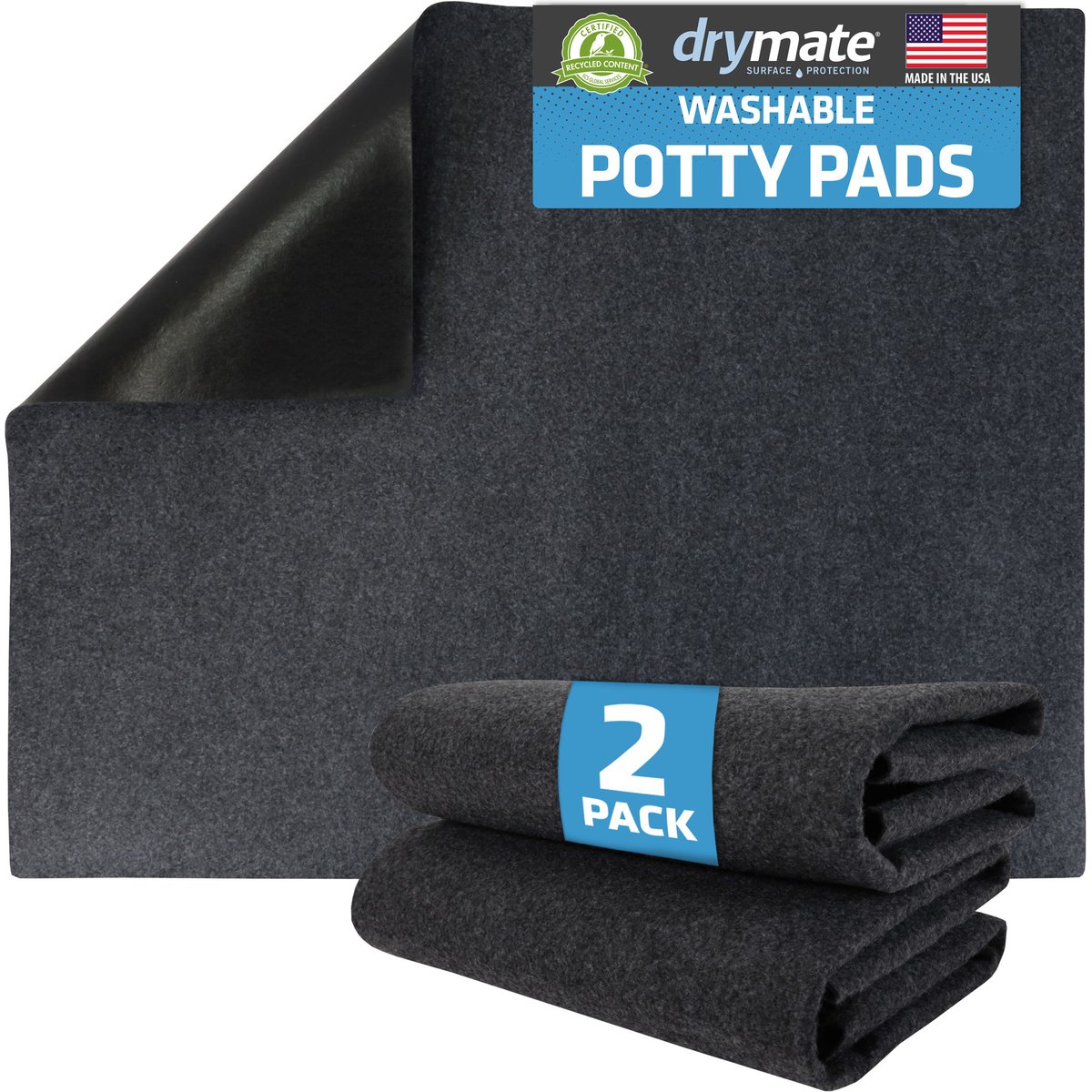 Drymate Washable Dog Training Pee Pads, 29 x 36-in, 2 count, Charcoal