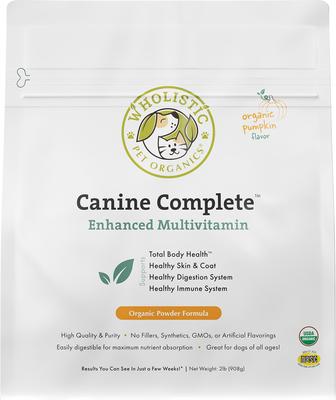 Show full view: Wholistic Pet Organics Organic Canine Complete Pumpkin Enhanced Powder Daily Multivitamin for Dogs, 2-lb jar slide 4 of 10
