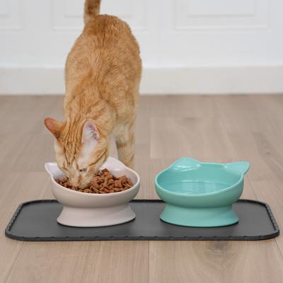 Show full view: Kitty City Cat Ear Elevated Cat Bowls, Pink & Teal Blue, 10-oz, 2 count slide 3 of 10