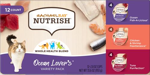 Show full view: Rachael Ray Nutrish Ocean Lovers Variety Pack Grain-Free Wet Cat Food, 2.8-oz, case of 12 slide 4 of 11