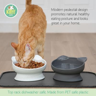 Show full view: Kitty City Cat Ear Elevated Cat Bowls, White & Grey, 1.25-cup, 2 count slide 6 of 10