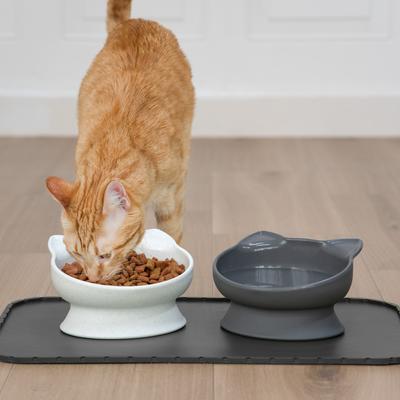 Show full view: Kitty City Cat Ear Elevated Cat Bowls, White & Grey, 1.25-cup, 2 count slide 5 of 10