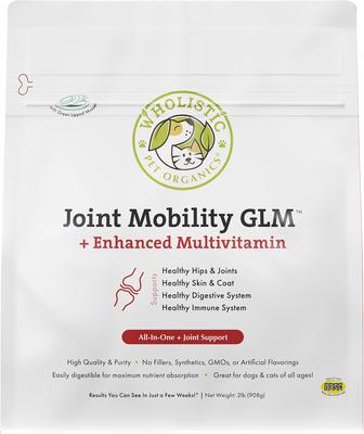 Show full view: Wholistic Pet Organics Joint Mobility GLM Enhanced Multivitamin with Joint Support for Dogs & Cats Supplement, 2-lb slide 4 of 8