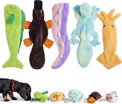 Nocciola Wildlife Stuffing-Free Squeaky Plush Dog Toys, 5 count