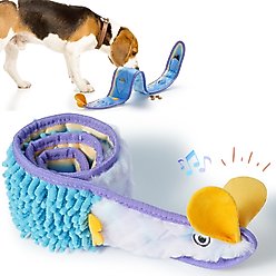 Nocciola Ribbon Eel Snuffle Squeaky Stuffing-Free Dog Plush Toy, Blue