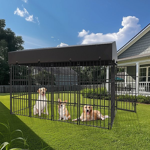 Show full view: BingoPaw Outdoor Dog & Cat Kennel with Cover, Black, Large slide 3 of 7
