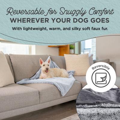 Show full view: Best Friends by Sheri SnuggleSoft Reversible Calming Faux Fur Orthopedic Cat & Dog Blanket, Grey slide 2 of 10