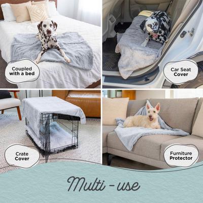 Show full view: Best Friends by Sheri SnuggleSoft Reversible Calming Faux Fur Orthopedic Cat & Dog Blanket, Grey slide 3 of 10