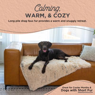 Show full view: Best Friends by Sheri Throw Calming Shag Ultra Soft Faux Fur Cat & Dog Blanket, Taupe, Jumbo slide 3 of 9