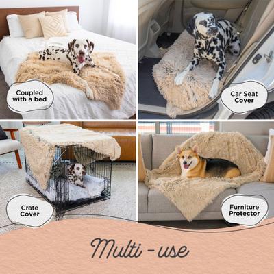 Show full view: Best Friends by Sheri Throw Calming Shag Ultra Soft Faux Fur Cat & Dog Blanket, Taupe, Standard slide 3 of 8