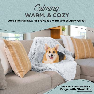 Show full view: Best Friends by Sheri Throw Calming Shag Ultra Soft Faux Fur Cat & Dog Blanket, Frost, Standard slide 3 of 9