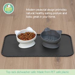 Kitty City Cat Ear Slow-Feed Elevated Cat Bowls, White & Grey, 6.5-oz, 2 count slide 2 of 8