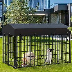 BingoPaw Outdoor Dog & Cat Kennel with Cover, Black, Large