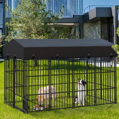 BingoPaw BingoPaw Outdoor Dog & Cat Kennel with Cover, Black, Large