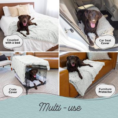 Show full view: Best Friends by Sheri Throw Calming Shag Ultra Soft Faux Fur Cat & Dog Blanket, Frost, Jumbo slide 3 of 8