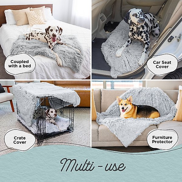 Show full view: Best Friends by Sheri Throw Calming Shag Ultra Soft Faux Fur Cat & Dog Blanket, Frost, Standard slide 3 of 8