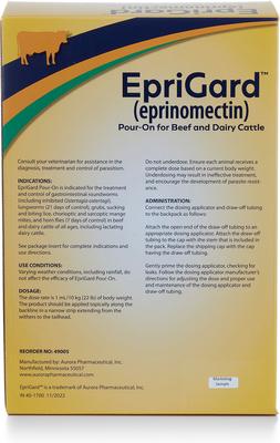 Show full view: Aurora Pharmaceuticals EpriGard (Eprinomectin) Cattle Dewormer, 2.5-L bottle slide 5 of 8