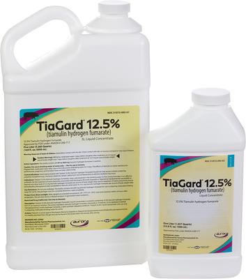 Show full view: Aurora Pharmaceuticals TiaGard 12.5% (Tiamulin Hydrogen Fumarate) Swine Dewormer, 1000-mL bottle slide 3 of 3