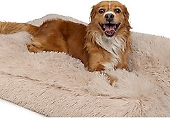 Sherry Kline Pet Collection Shaggy Fur Rectangle Pillow Dog Bed, 26-in, Taupe