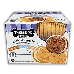 Three Dog Bakery Lick'n Crunch Vanilla, Carob & Peanut Butter Dog Treats, 39-oz box, 3 pack