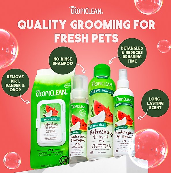 Show full view: TropiClean Refreshing 2-in-1 Dog Shampoo & Conditioner, Watermelon Scent, 1-gal bottle slide 8 of 9