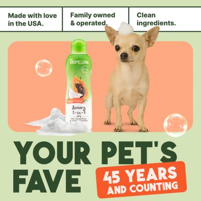 Show full view: TropiClean Luxury 2-in-1 Papaya & Coconut Dog Shampoo & Conditioner, 20-fl oz bottle slide 8 of 11