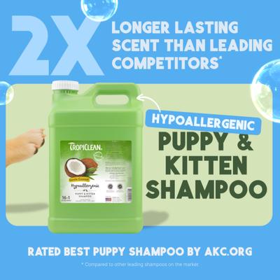 Show full view: TropiClean Hypo-Allergenic Gentle Coconut Puppy & Kitten Shampoo, 2.5-gal bottle slide 2 of 12