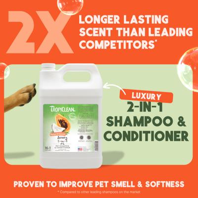 Show full view: TropiClean Luxury 2-in-1 Papaya & Coconut Dog Shampoo & Conditioner, 1-gal slide 2 of 11