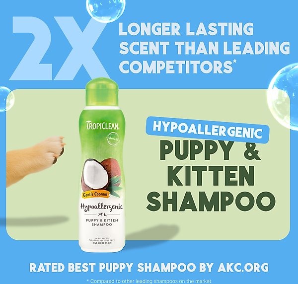 Show full view: TropiClean Hypo-Allergenic Gentle Coconut Puppy & Kitten Shampoo, 20-fl oz bottle slide 3 of 12
