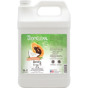 TropiClean Luxury 2-in-1 Papaya & Coconut Dog Shampoo & Conditioner, 1-gal