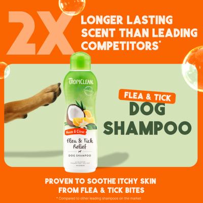 Show full view: TropiClean Fast Itch Relief from Flea Bites Neem & Citrus Dog Shampoo, 20-fl oz bottle slide 3 of 11