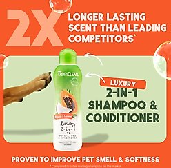 TropiClean Luxury 2-in-1 Papaya & Coconut Dog Shampoo & Conditioner, 20-fl oz bottle slide 2 of 9
