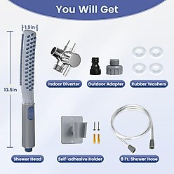 Shandus Indoor/Outdoor Dog Shower Attachment, Grey slide 2 of 8