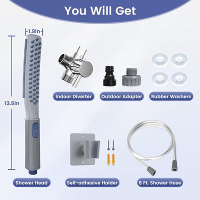 Show full view: Shandus Indoor/Outdoor Dog Shower Attachment, Grey slide 8 of 8