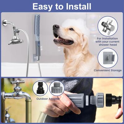 Show full view: Shandus Indoor/Outdoor Dog Shower Attachment, Grey slide 6 of 8