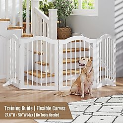 Yafylly Foldable Wood 4 Panel Freestanding Dog Gate, White slide 2 of 7