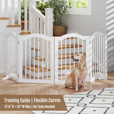 Show full view: Yafylly Foldable Wood 4 Panel Freestanding Dog Gate, White slide 7 of 7