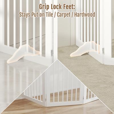 Show full view: Yafylly Foldable Wood 4 Panel Freestanding Dog Gate, White slide 3 of 7