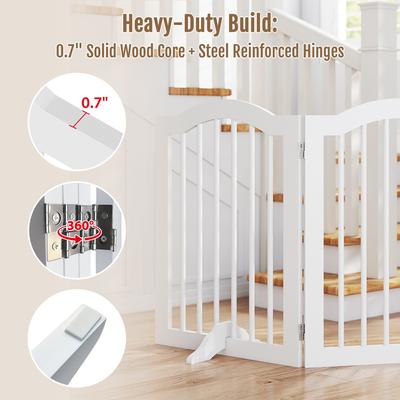Show full view: Yafylly Foldable Wood 4 Panel Freestanding Dog Gate, White slide 4 of 7