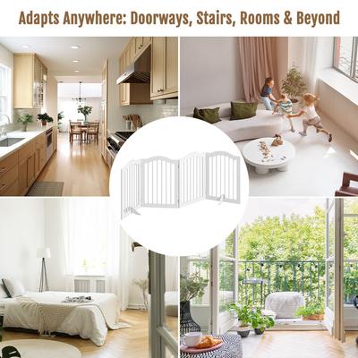 Show full view: Yafylly Foldable Wood 4 Panel Freestanding Dog Gate, White slide 5 of 7
